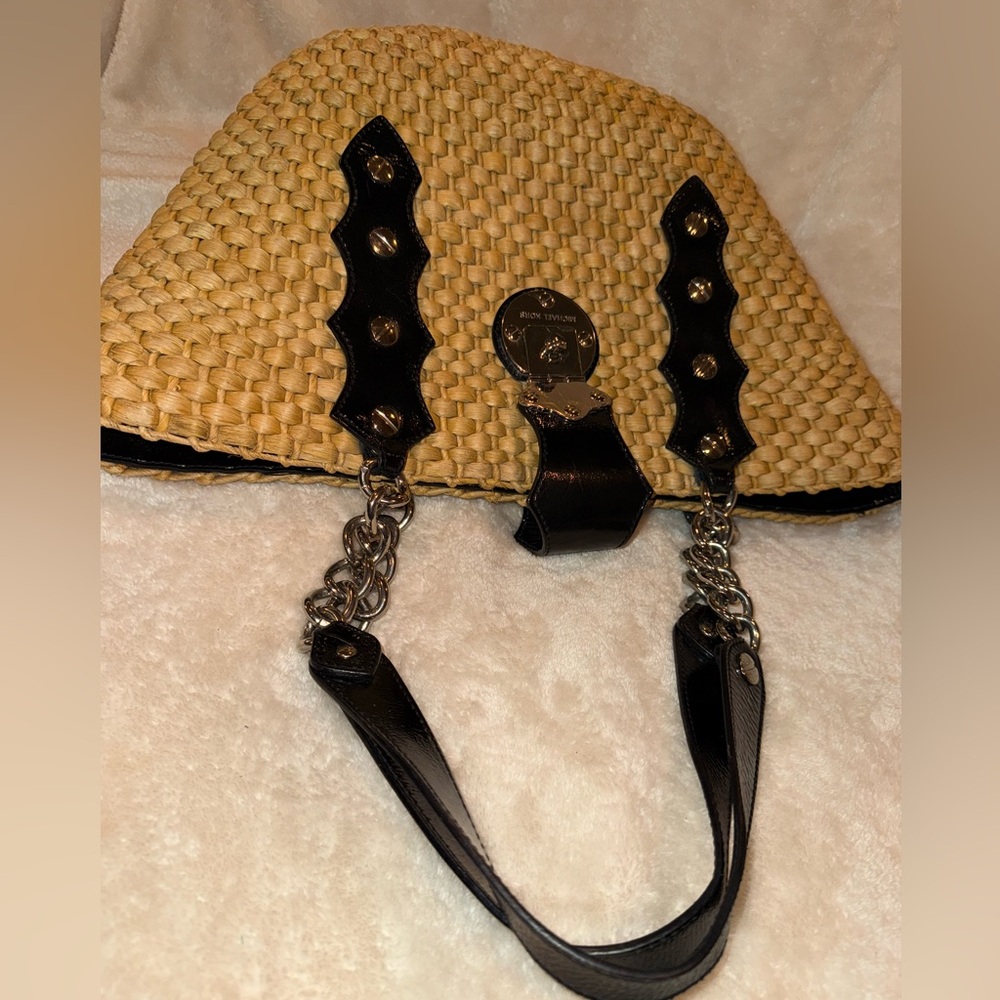 ‼️SOLD‼️Vintage Michael Kors Santorini Raffia Straw Woven Tote Shoulder Bag - Picture 8 of 14